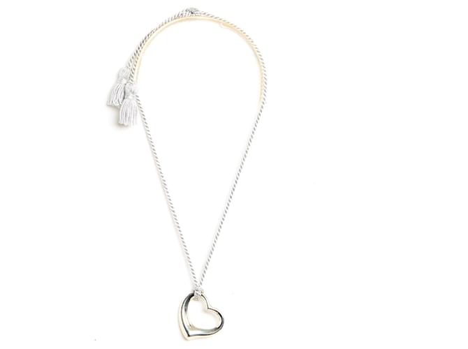 Tiffany & Co Open Heart Silver Pendant GM by Elsa Peretti Silvery  ref.1183099