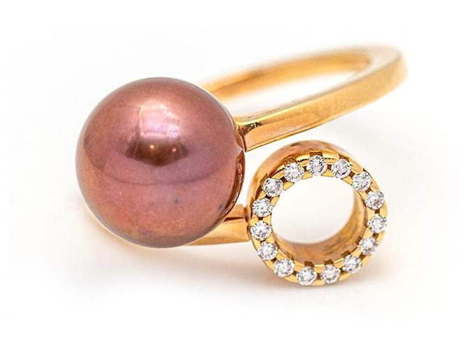 Autre Marque Ring with Diamonds and Pearls. Golden Pink gold  ref.1183183