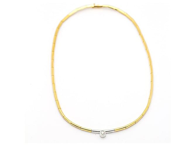 Autre Marque Bicolor Gold Necklace with Diamond Golden White gold Yellow gold  ref.1183191