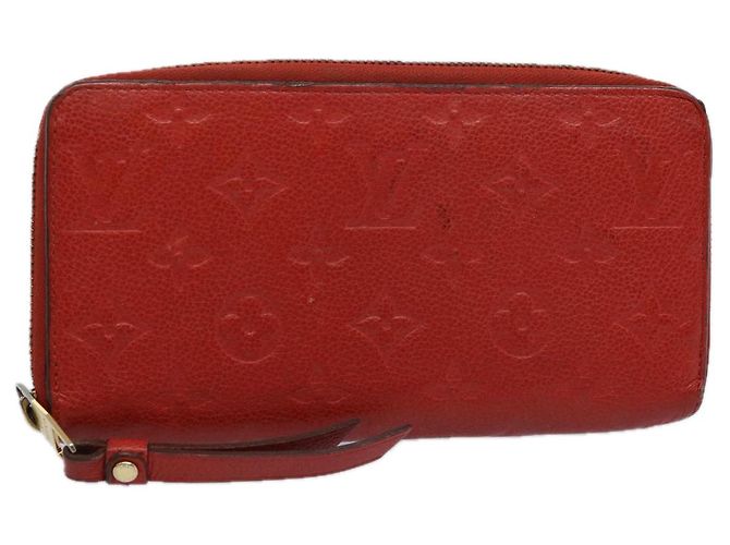 LOUIS VUITTON Monogram Empreinte Zippy Geldbörse Rot M63691 LV Auth bs10719