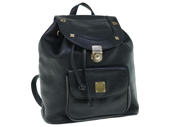 MCM Backpack Leather Black Auth hk924  ref.1183285