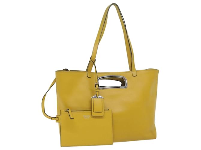 PRADA Tote Bag Leather Yellow Auth 61631  ref.1183314