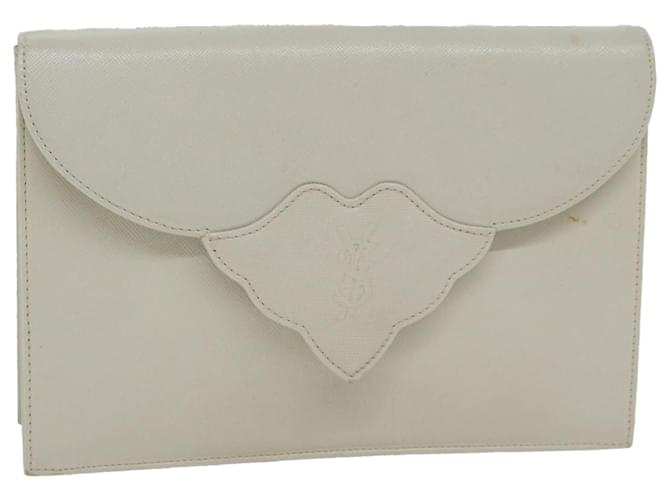 SAINT LAURENT Clutch Bag Leather White Auth ep2566  ref.1183333