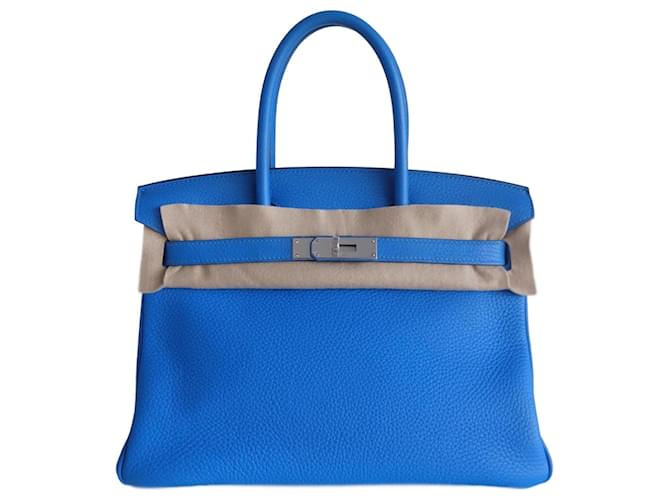 Hermès HERMES BIRKIN BAG 30 hydra blue Leather  ref.1183716