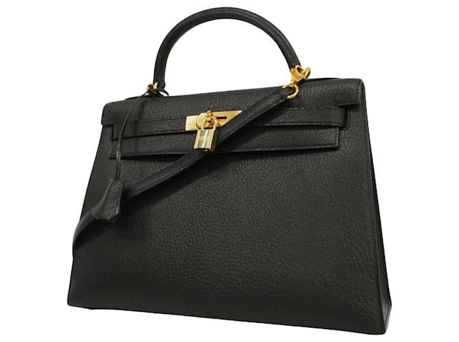 Autre Marque Herm�s Kelly 32 Black Leather  ref.1183726