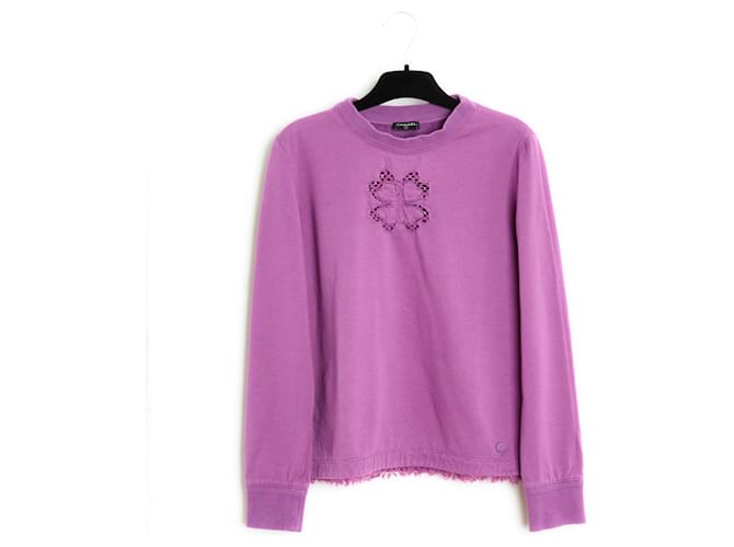 Chanel Top 2019 Embroidered Clover Sweatshirt Coton Rose Violet  ref.1183772