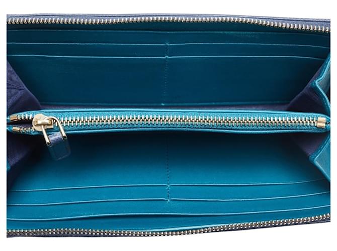 Bulgari Zip wallet Blue Leather  ref.1183789