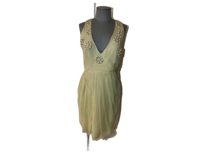 Christian Dior Robe, Lackfarben Cocktail-Chiffon Hellgrün