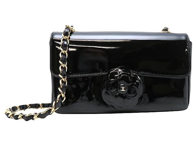 Chanel Camellia Black Patent leather  ref.1183955