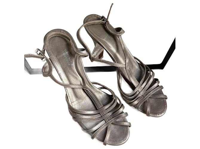 Shoes T heel sandals. 38 Comptoir des Cotonniers Silvery Lambskin  ref.1184010