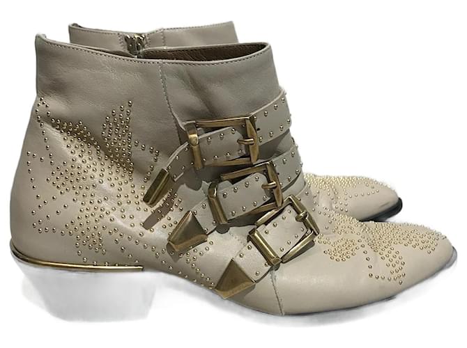 Chloé CHLOE  Ankle boots T.eu 37.5 leather Beige  ref.1184061