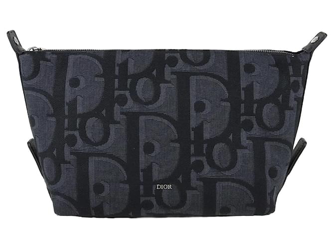 Trousse de toilette Maxi Dior Oblique en jacquard noir  ref.1184100