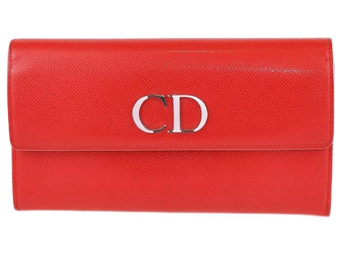 Dior Carteira Red Mania Rendez-Vous Chain Vermelho Couro  ref.1184123