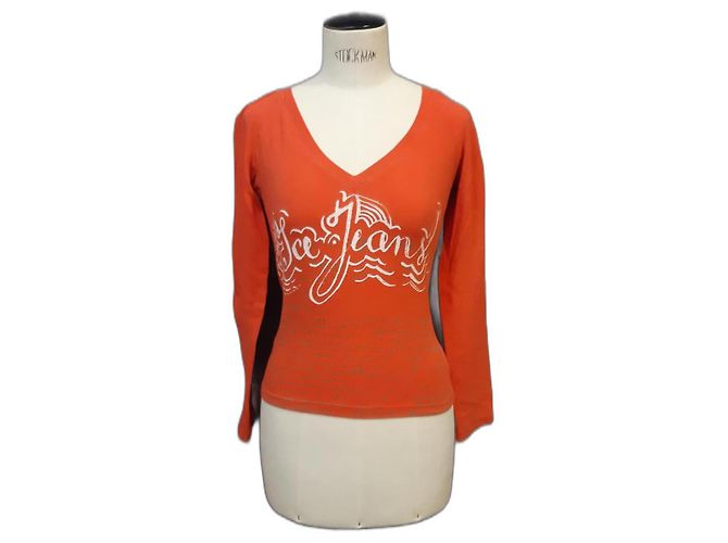 Iceberg V Ausschnitt Baumwollpullover orange
