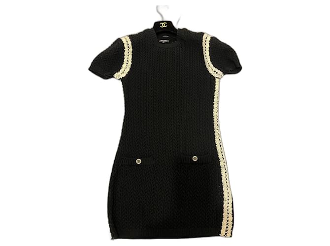 Chanel short cashmere dress Black Silk Cotton  ref.1184180