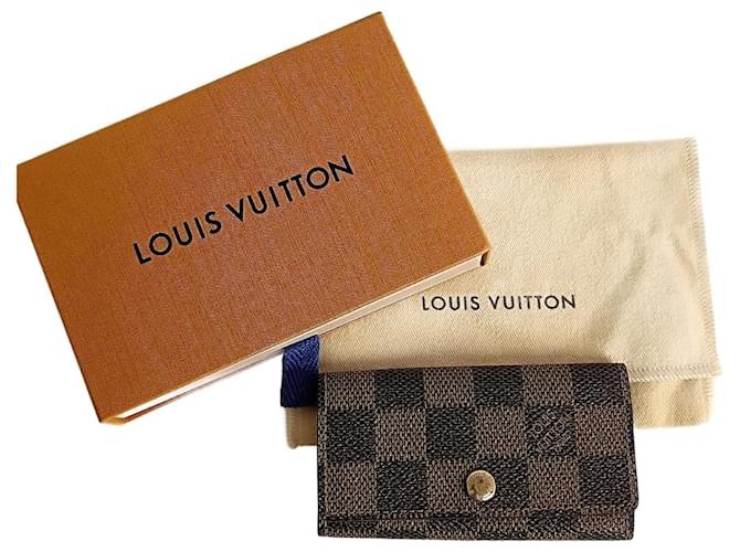 Chaveiro Louis Vuitton Damier Ébene 4 ganchos Marrom Lona  ref.1184205