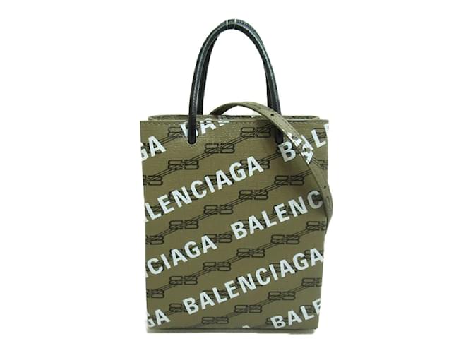 Balenciaga Bolso shopper BB con monograma y logo 693805 Castaño Lienzo  ref.1184226