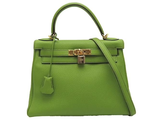 Hermès Clemence Kelly 28 Green Leather  ref.1184250