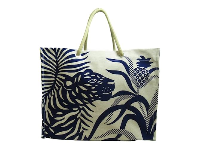 Hermès Tigre a l'Ananas Beach Bag Beige Cloth  ref.1184256