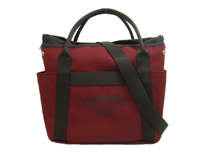 Hermès Toile Sac de Pansage The Grooming Bag Rouge  ref.1184277