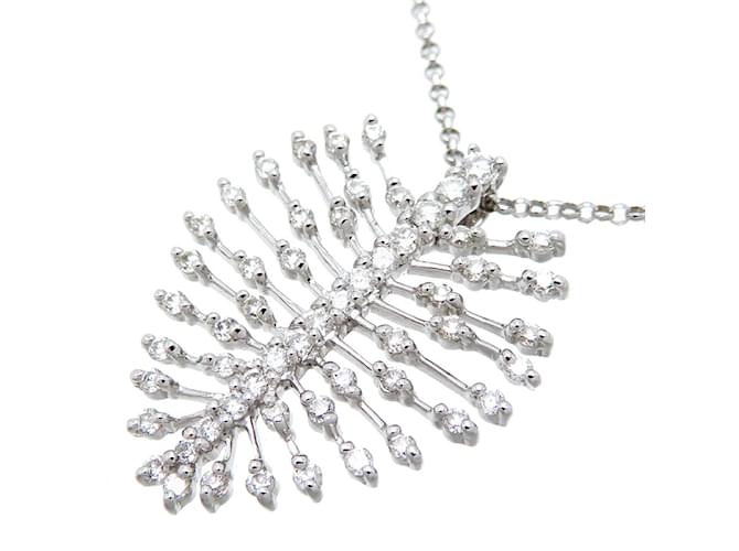 & Other Stories 18K Diamond Leaf Necklace Silvery Metal  ref.1184319