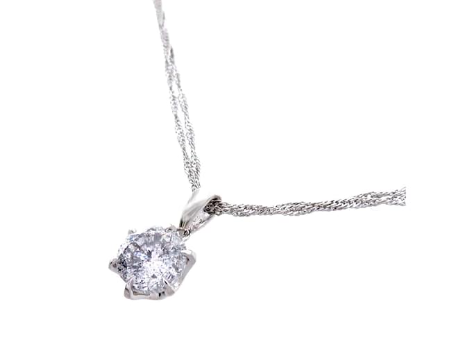 & Other Stories Platinum Diamond Necklace Silvery Metal  ref.1184333