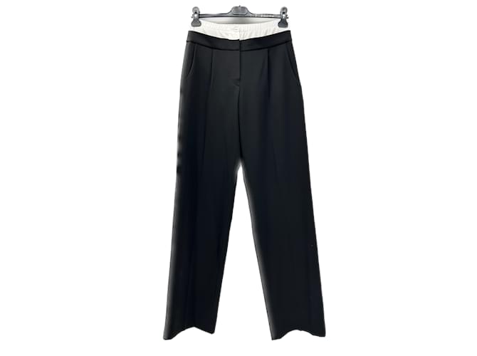 Autre Marque NON SIGNE / UNSIGNED  Trousers T.International M Wool Black  ref.1184436