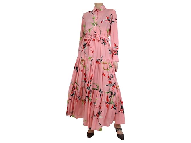 Autre Marque Pink floral printed silk midi dress - size M  ref.1184462
