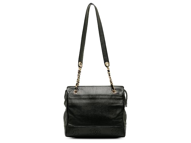 Chanel Black Triple CC Caviar Shoulder Bag Leather  ref.1184488