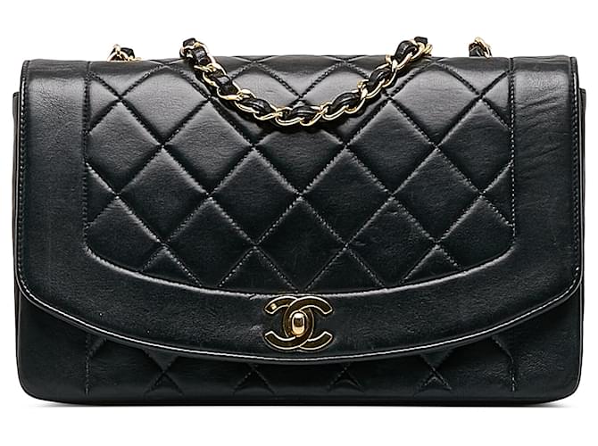 Chanel Black Medium Lambskin Diana Flap Leather  ref.1184495