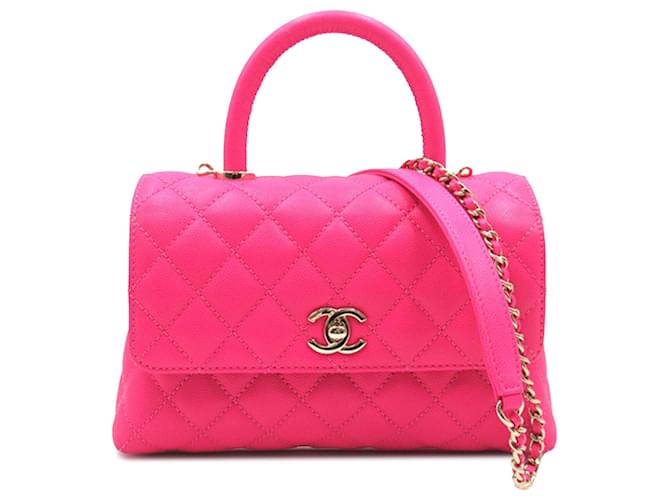 Caviale Chanel Pink Small Coco Handle Rosa Pelle  ref.1184508