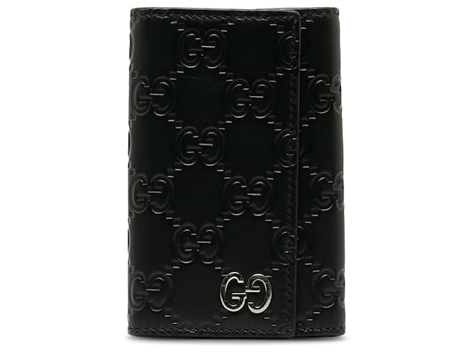 Gucci Black Guccissima 6 Key Holder Case Leather Pony-style calfskin  ref.1184539