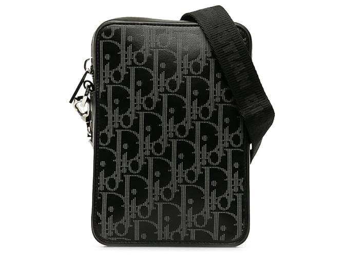 Bolsa mensageiro Dior Black Oblique World Tour Preto Couro Bezerro-como bezerro  ref.1184549