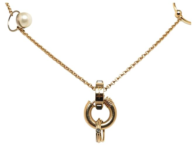 Dior Bijou Faux Pearl Necklace Golden Metal  ref.1184608