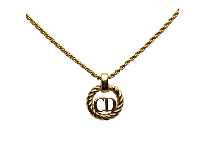 Dior Colar pendente com logotipo CD Dourado Metal  ref.1184628