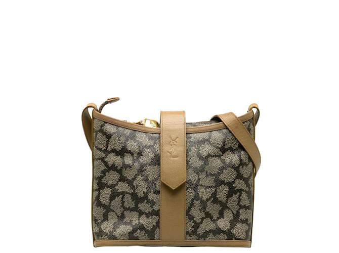 Yves Saint Laurent Bolso de hombro con estampado de jirafa Castaño Lienzo  ref.1184641