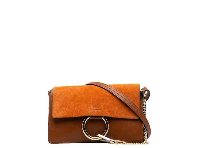 Chloé Small Suede Faye Crossbody Bag Brown Leather  ref.1184642