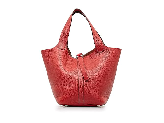 Herm s Clemence Picotin Lock 18 Red Leather Pony style calfskin