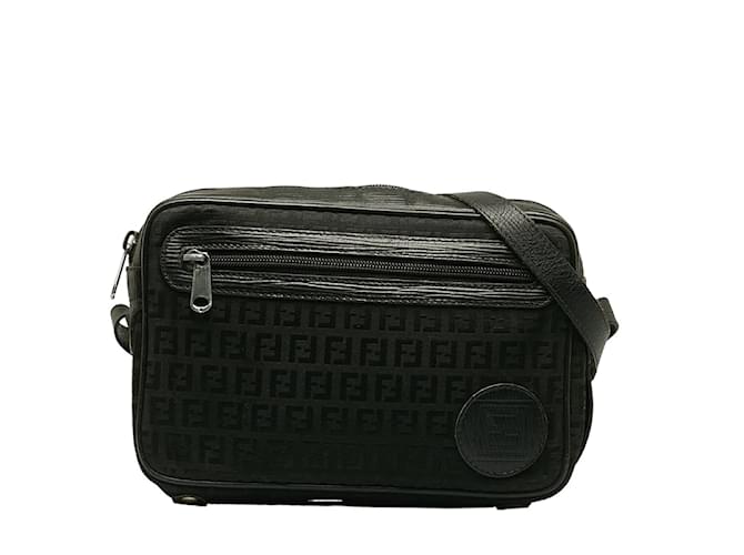 Fendi Zucchino Canvas Crossbody Bag Black Cloth  ref.1184667