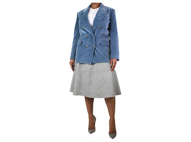 Frame Denim Blue double-breasted velvet jacket - size UK 14 Cotton  ref.1184692