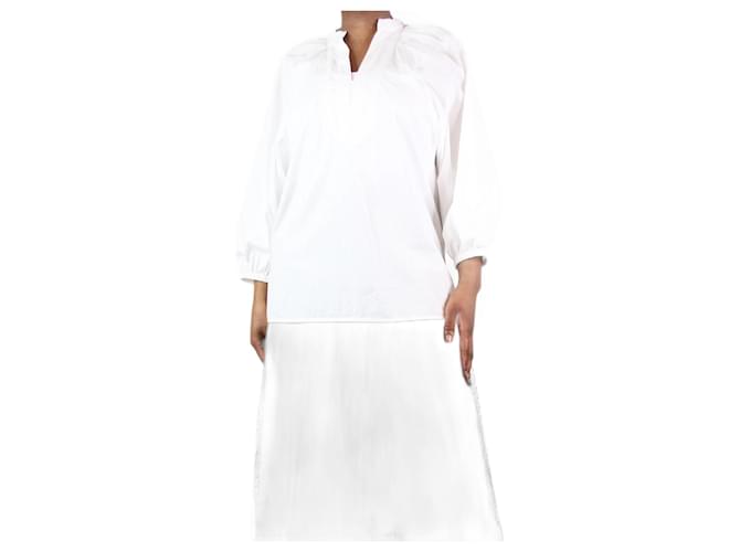Tory Burch Camisa blanca con mangas abullonadas - talla M Blanco Algodón  ref.1184693