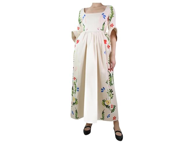 Rosie Assoulin Robe en coton imprimé floral crème - taille UK 6 Écru  ref.1184697