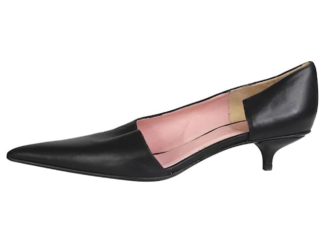 Acne Black leather pointed-toe kitten heels - size EU 38  ref.1184703