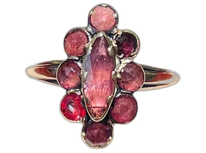 Autre Marque Antique rose gold ring 18 carats set with Perpignan garnets. Golden Pink gold  ref.1184740