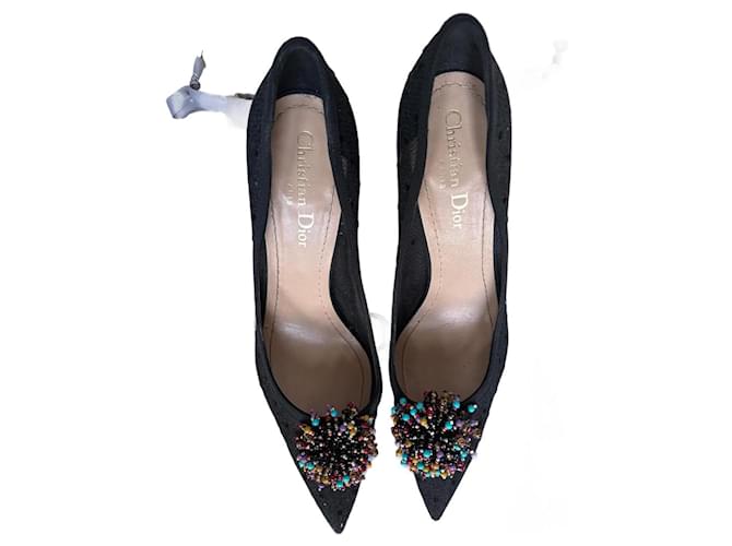 Christian Dior Tacones DIOR Negro Lienzo  ref.1184798