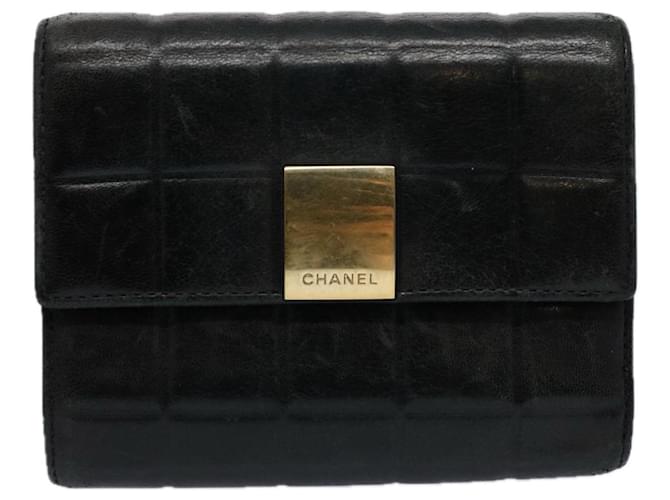 Classique Tablette de chocolat Chanel Cuir Noir  ref.1184842