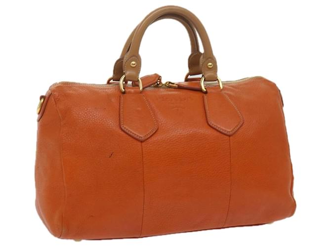 PRADA Hand Bag Leather Orange Auth am5447  ref.1184954