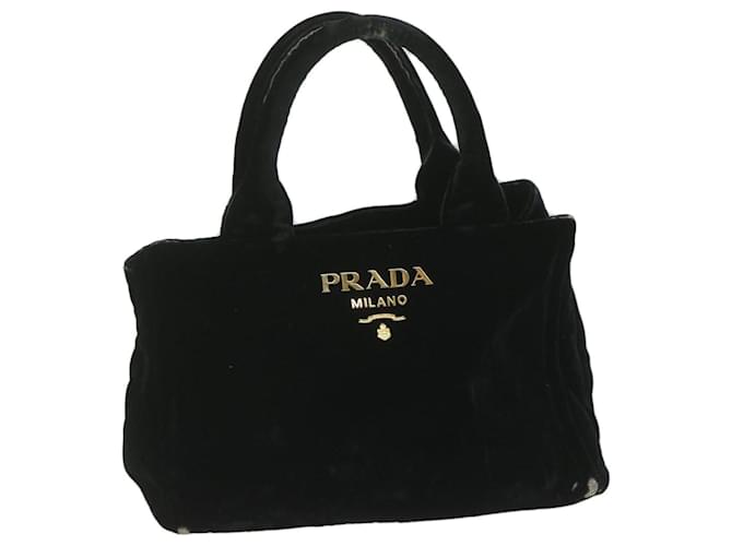 PRADA Canapa PM Hand Bag Velor Black Auth ep2639  ref.1184957