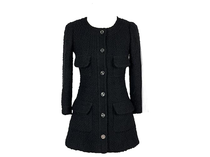 Chanel 9K$ Neue schwarze Tweed-Jacke mit CC-Knöpfen  ref.1188736