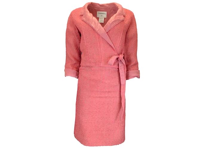 Autre Marque Chanel Pink Vintage 1999 Tweed Jacket and Skirt Two-Piece Skirt Suit Set Viscose  ref.1188788